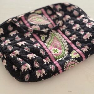 Vera Bradley elephant print makeup quilted bag with zipper